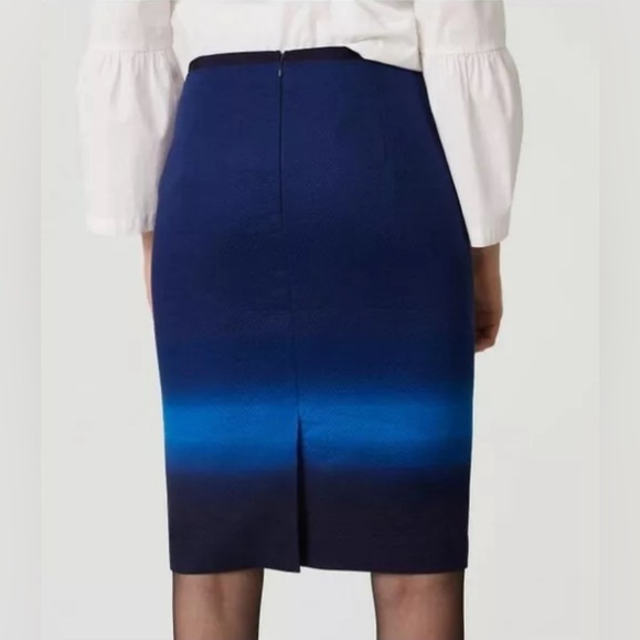 Ann Taylor LOFT Blu Falls Ombre Pencil Skirt - 10 - Picture 2 of 8